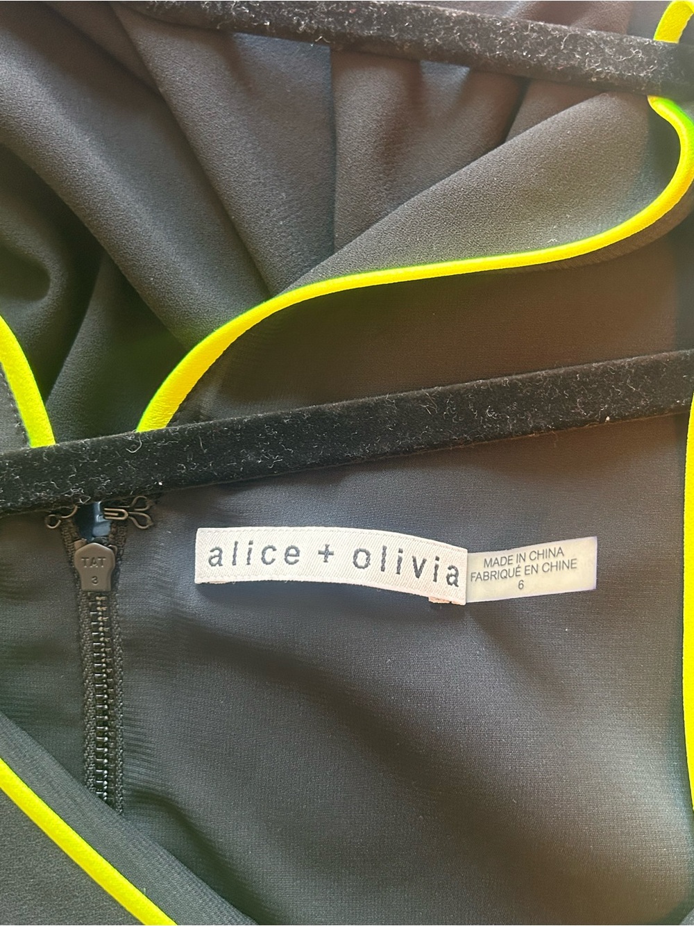 Alice + Olivia Black Sleeveless Jumpsuit with Neon Yellow Piping - Picture 5 of 5